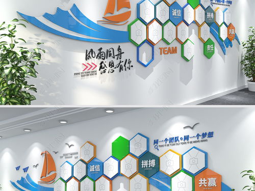 扬帆起航 创意蓝色帆船主题企业文化墙，打造活力员工风采展示空间